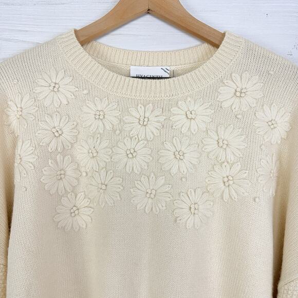 Tuckernuck Hyacinth House Francine Sweater Size XL Embroidered Flowers Cream - Picture 5 of 16